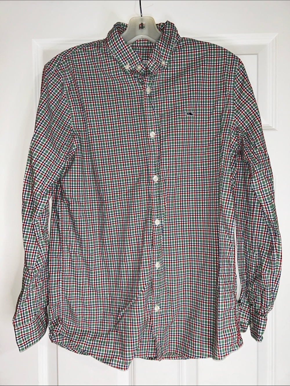 Vineyard Vines Green and Red Plaid Button-Down Shirt
